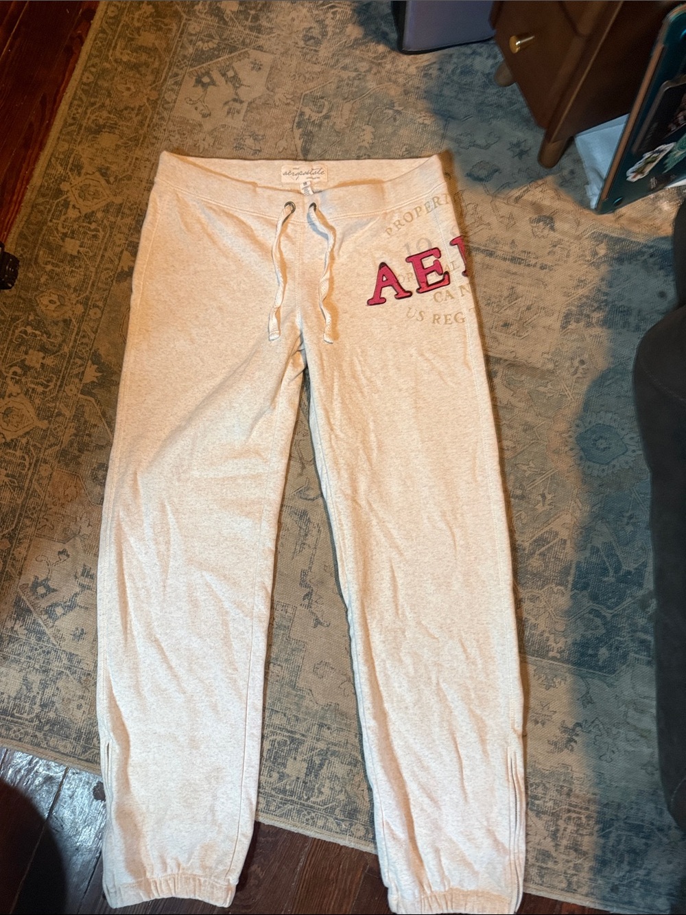 Abercrombie & Fitch Cream Jogger Pants with Pink Logo